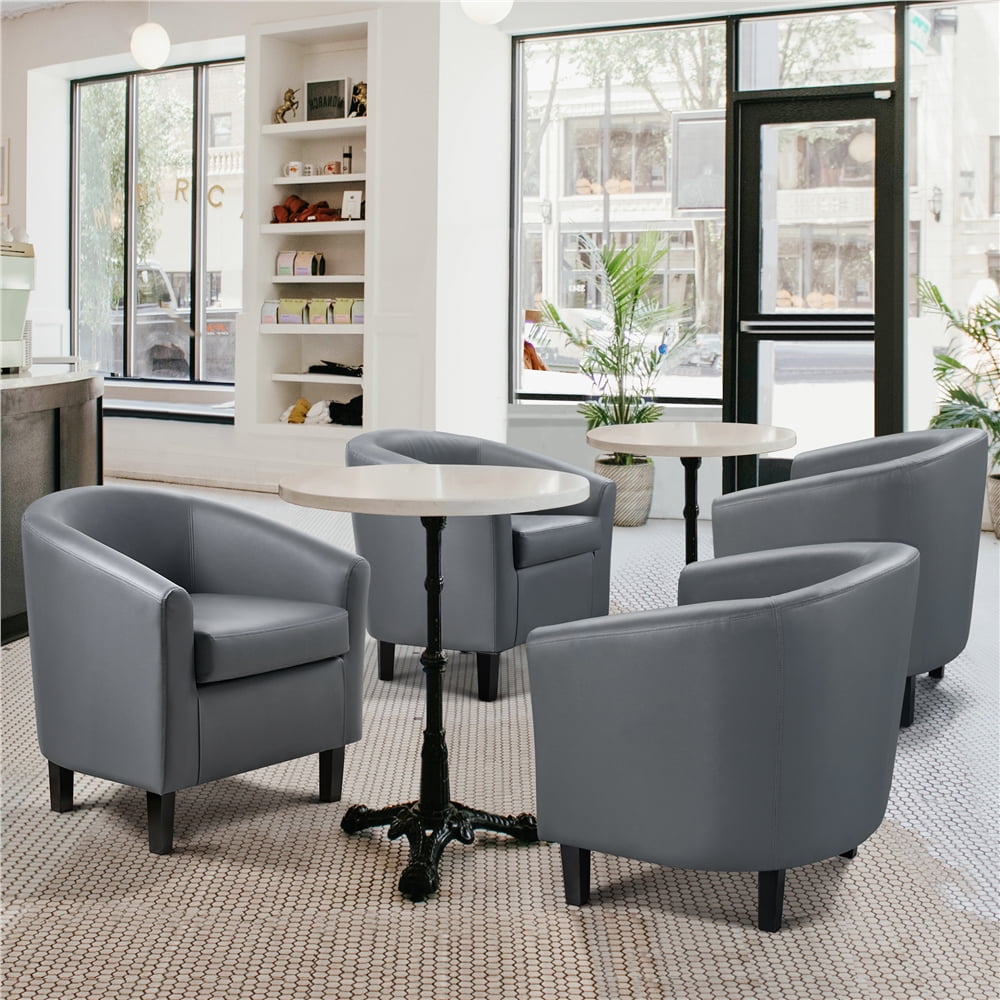 Renwick Faux Leather Living Room Barrel Accent Club Chair, Dark Gray  (图5)