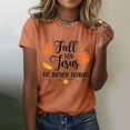thumbnail image 2 of Womens Tops Fall for Jesu He Never Leaves Autumn Vibe Printed T Shirt Shirts for Women Orange XXL, 2 of 4