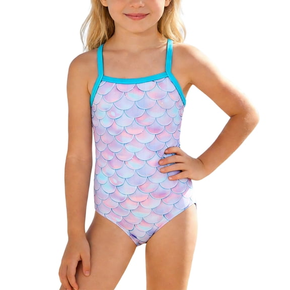 Shadoumai Girls Swimsuit One Piece Size 8 Cutout Waist Tankini Set Lightweight Solid Color Ruffle Bathing Suit Stretch Strap Summer Girl's Swimwear
