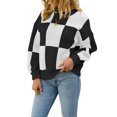 thumbnail image 4 of Seyurigaoka Women Argyle Plaid Sweater Vintage Knit Pullover V Neck Long Sleeve Oversized Sweatshirt Jumper Tops Preppy Streetwear, 4 of 9