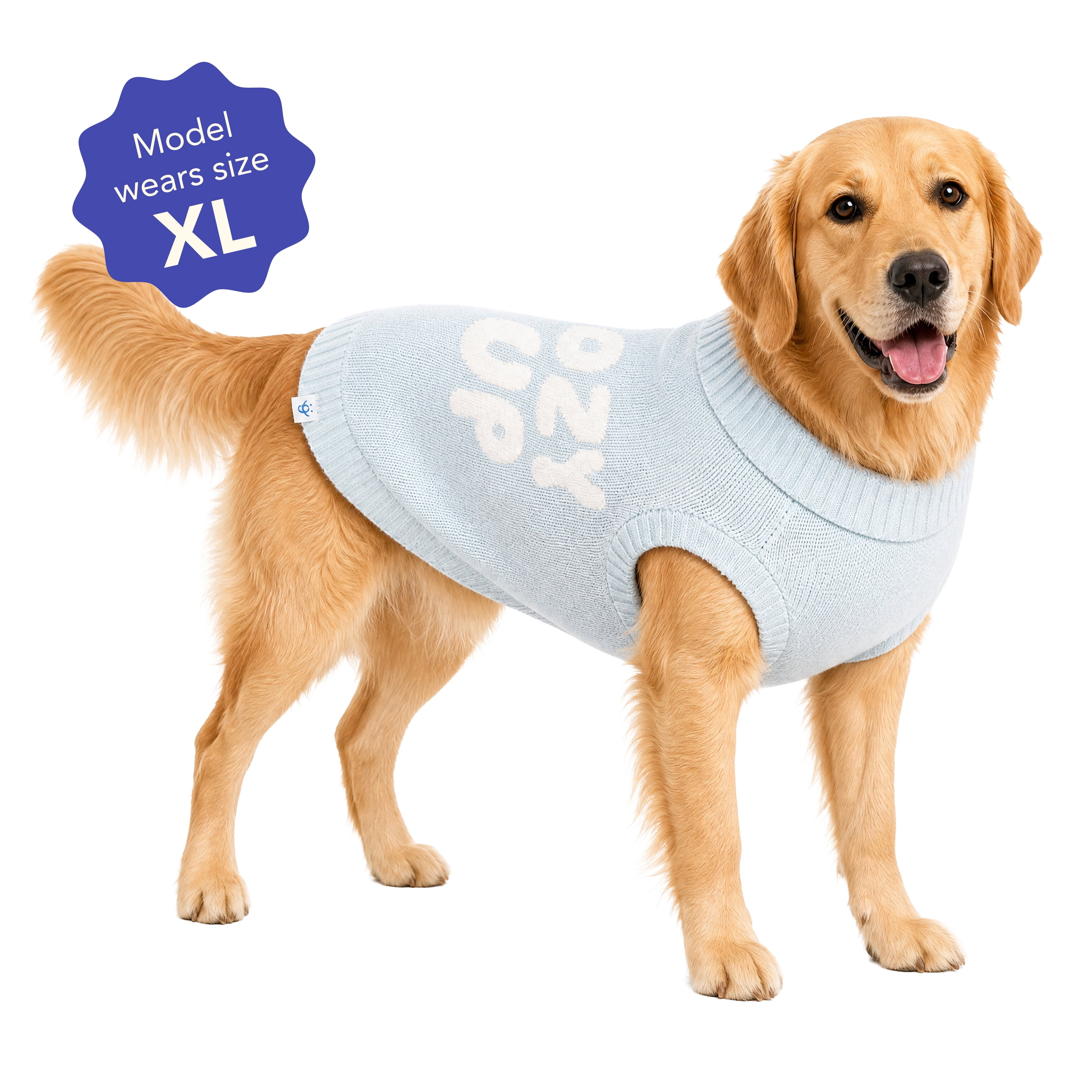 Oodles Cozy Pup Fall Dog Sweater, Blue, XL