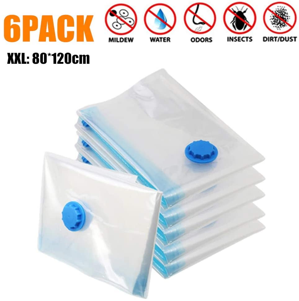 Vacuum Bag XXL with Hand Pump 6 Pack Vacuum Storage Bags for Clothes