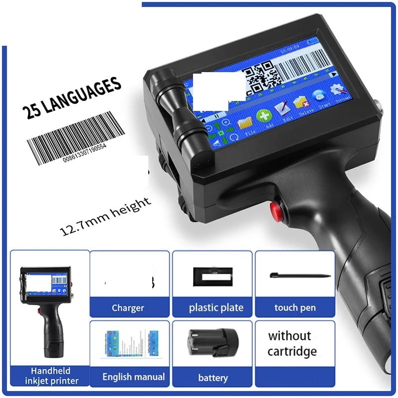 12.7mm QR Code Number Date Portable Printer Metal Plastic Bags Bottle Handheld Thermal Inkjet Printer ,Widely Use
