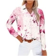 thumbnail image 6 of Hvyesh Button Down Shirts for Women Dressy Floral Printed Long Sleeve Blouse Business Casual Work Tops, 6 of 7