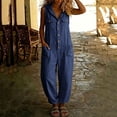 thumbnail image 6 of Guluxicc Womens Hooded Linen Jumpsuit Sleeveless Button Down Utility Pockets Tapered Leg Casual Loose Summer Vacation Overalls, 6 of 7