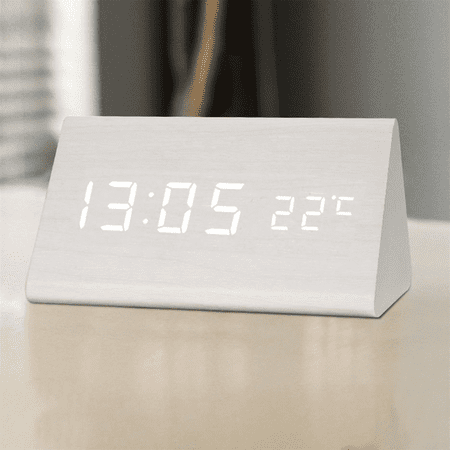 TOP! Digital Clock Wooden Sound Control LED Alarm with Temperature USB Desktop Clocks Snooze