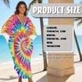 thumbnail image 7 of Xixirimido Vibrant Tie-dye Print Women Kaftan Dresses Plus Size Beach Cover Up Deep V-Neck Batwing Sleeves Swimsuit Coverups Summer Caftan Dress, 7 of 7