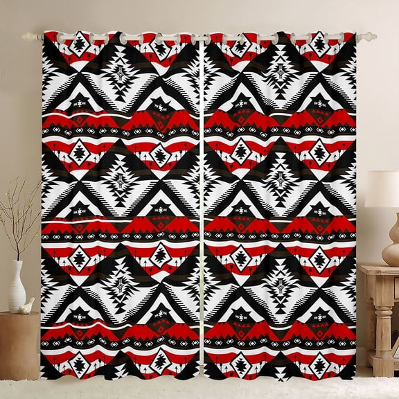 Castle Fairy Hippie Aztec Blackout Curtains Set of 2 (52x84 Each) for Female Men Adults,Abstract Geometric Window Curtains,Bohemian Tribal Curtains and Drapes,Super Cozy Room Decor