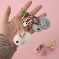 thumbnail image 5 of Juego de 3 llaveros de conejo bonitos, llavero de piel sintética con llavero de muñeca, mochila para mochilas, accesorios, llavero con dije de conejo, 5 of 5