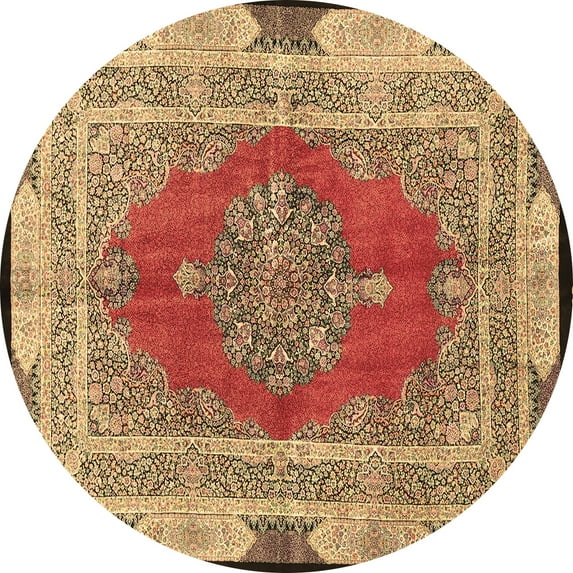 Ahgly Company Indoor Round Medallion Brown Traditional Area Rugs, 3' Round