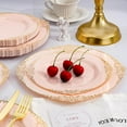 thumbnail image 5 of 350 PCS Pink and Gold Plastic Plates Plastic Dinnerware Set for 50 Guests 100 Disposable Plates 150 Sierwares 50 Cups 50 Napkins for Party Wedding Graduation, 5 of 14