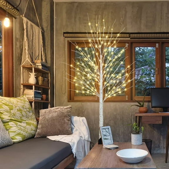 6ft Christmas Birch Tree LED Light with USB, for Home Office Wedding Halloween Christmas Valentine's Day Decor & Gifts