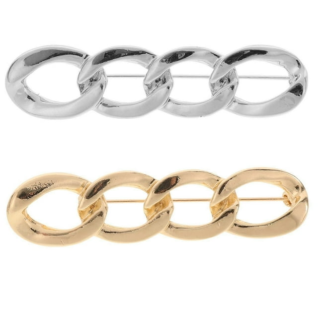 2pcs Chain Shaped Silk Scarf Ring Clip T-Shirt Tie Clips Clothing Ring Holder Waist Belt Buckle For Women Girl For Shirt Dress Sweaters Coat Shawl Gol