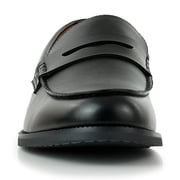 Ferro Aldo Douglas MFA19700 Moc-Toe Penny Loafers for Men, in Black, Mens Size 9.5