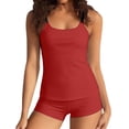thumbnail image 4 of NMMUED Two Piece Ruched Tankini Swimsuits for Women 2026, Tummy Control Bathing Suit with Shorts Athletic Swimwear Full Coverage Swimsuits for Women Red M, 4 of 6