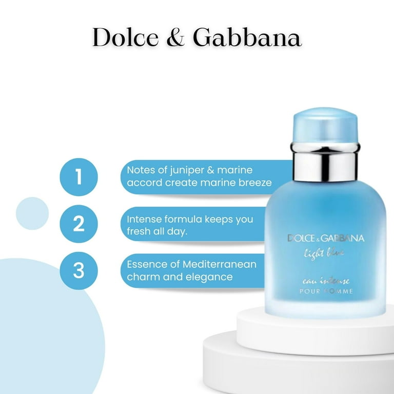 Dolce & Gabbana Light Blue Eau Intense Eau De Parfum Spray, Cologne for  Men, 6.7 oz