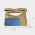 thumbnail image 5 of Tnobhg Women Clutch Bag Crescent Shape Bohemian Style Foldable Bow Handle Zipepr Closure Straw Braided Solid Color Portable Summer Beach Vacation Handbag, 5 of 7
