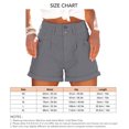 thumbnail image 2 of Pantalones cortos de verano para mujer, cintura alta, plisados, dobladillo enrollado, cierre de hebillas, pantalones cortos casuales con bolsillos laterales, 2 of 2