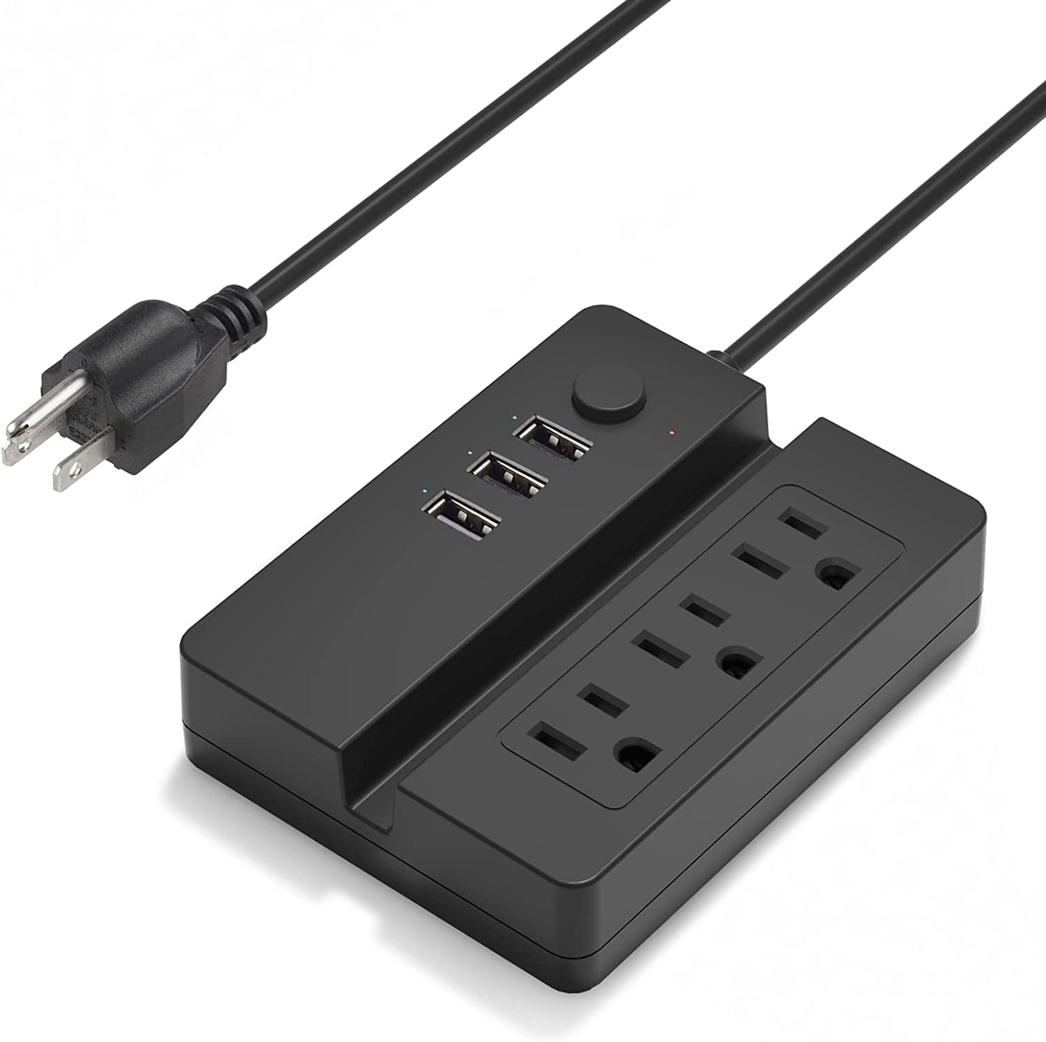 BN-LINK Power Strip, Desktop Charging Station with 3 USB Ports( Total 3.4A), 3 Outlets, 4 ft Long Extension Cords, and The Groove to Hold The Cell Phone Easily