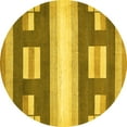 thumbnail image 1 of Ahgly Company Machine Washable Indoor Round Abstract Yellow Modern Area Rugs, 7' Round, 1 of 1