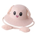 thumbnail image 1 of Sombrero de paja con orejas de moda con orejas que se mueven y saltan, gorras de pescador de protección para Rosa claro, 1 of 9