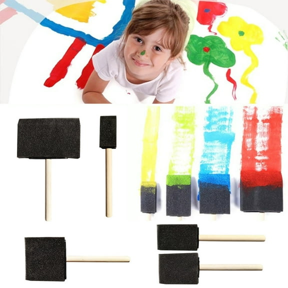 ZenCart 4Pcs Foam Paint Brushes Black Sponge Brush for Painting Staining Craft Art Renovations Adsorption Sponge