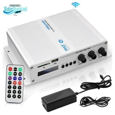 Pyle 4 Channel 400 Watt Marine Amp Amplifier Bluetooth Receiver Sound System