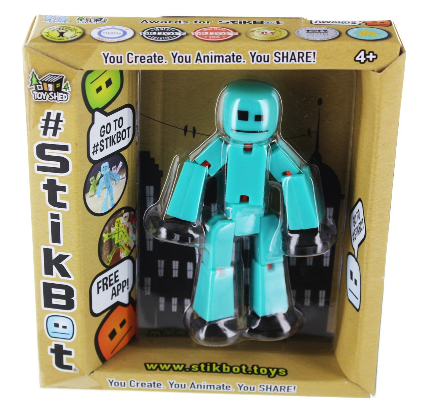 Stikbot Solid Color Green Action Figure Opaque Filming Animation Toy Skitbot Bot