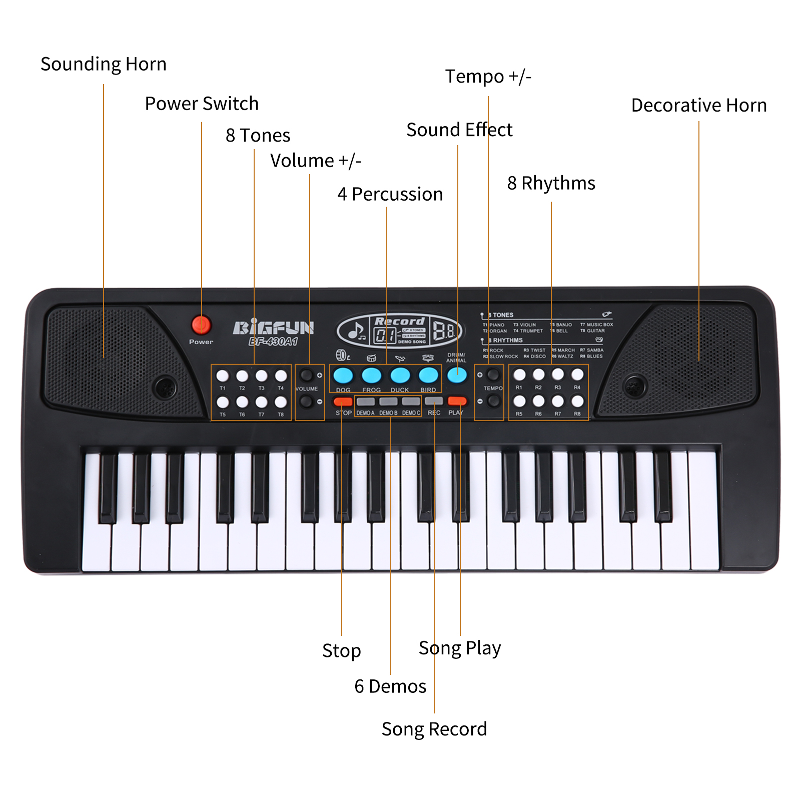 BIGFUN 37-Key Kids Keyboard Piano with Microphone photo 6