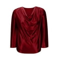 thumbnail image 4 of Women's Satin Silk Draped Cowl Neck Ruched Long Sleeve Tops Dressy Casual Fashion Trendy Comfy Shirt Fall 2026, 4 of 6