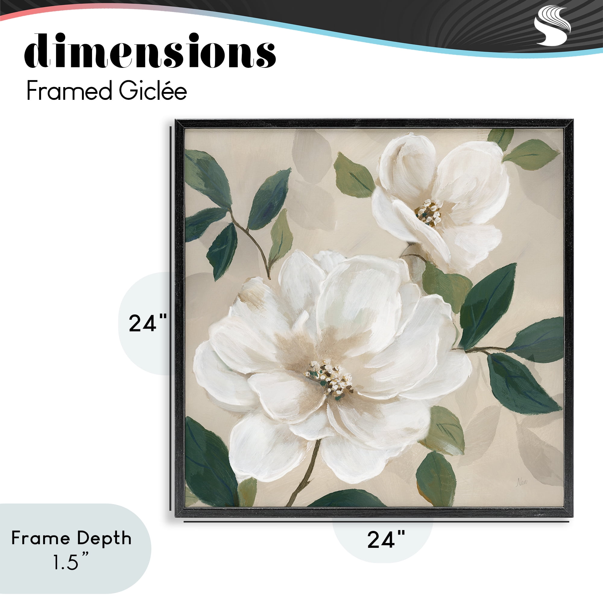Stupell Industries Serene White Magnolia Study Black Framed Giclee Art, design by Nan