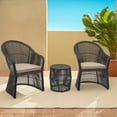 thumbnail image 3 of Abble 3 Pieces Patio Furniture Set Outdoor Patio Conversation Set Wicker Rattan 2-Person Seating Group Set with Coffee Table and Beige Cushions, Black, 3 of 9