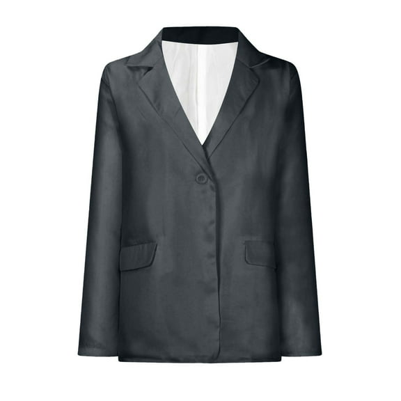 Atogsazn Womens Casual Blazers Button Open Front Long Sleeve Lapel Cardigan Jackets Office Work Jacket Outerwear Dark Gray S