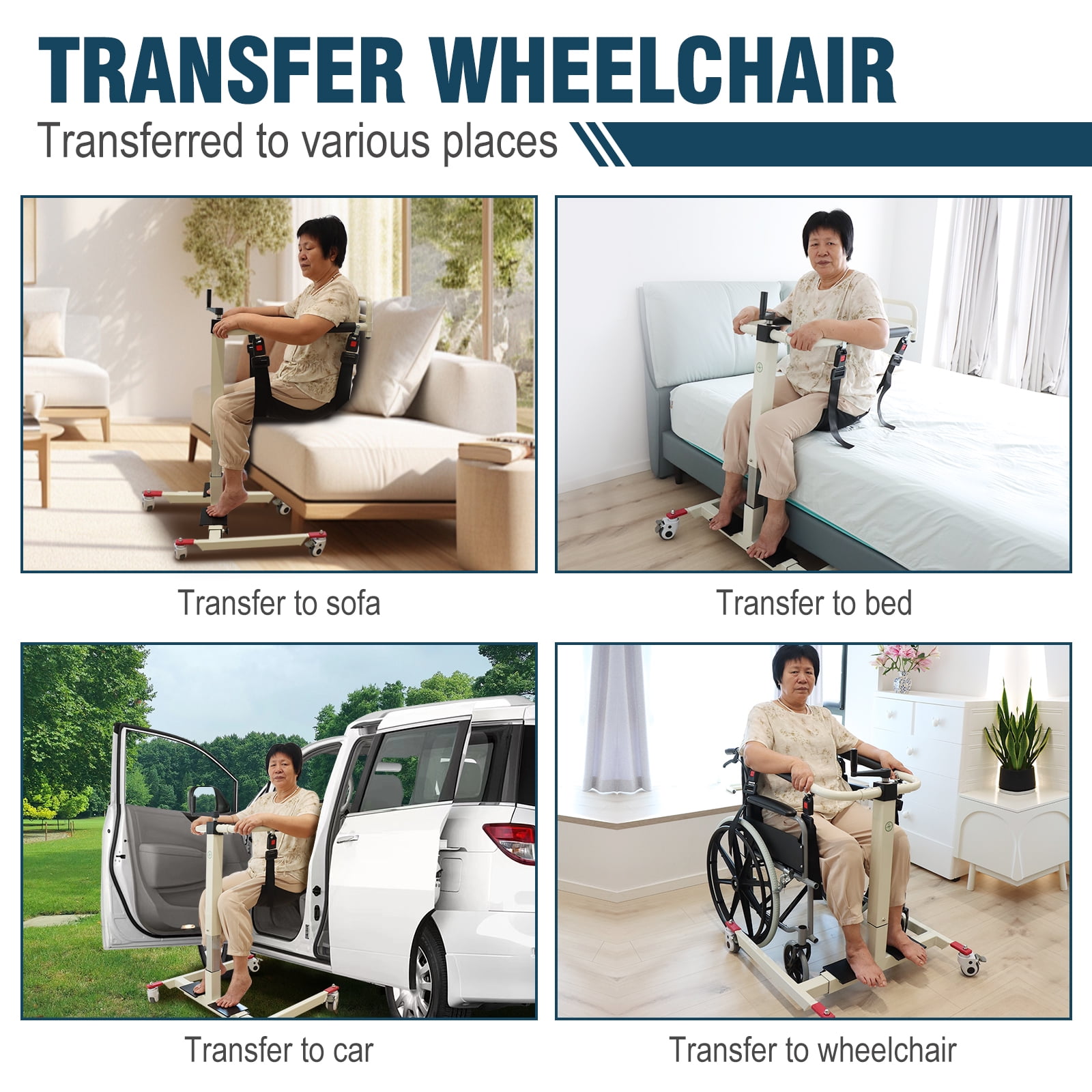 Patient Lift Transfer Chair, Wheelchair to Car Transfer Devices, Shower Chair Lift Aids for Elderly Chair Lift Assist Devices for Seniors - No Electric Lightweight Foldable for Home