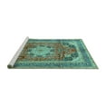 thumbnail image 2 of Ahgly Company Machine Washable Indoor Rectangle Medallion Turquoise Blue Traditional Area Rugs, 6' x 9', 2 of 4
