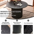 thumbnail image 4 of NORDICANA 47" Round Dining Table Fluted,Black Marble Grain Tabletop&Wood Strip Base, 4 of 11