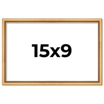 15x9 Frame Beaded Gold Solid Wood Picture Frame | 0.75 Inches Moulding Width | Liscio Oro