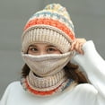 thumbnail image 4 of Visland 3PCS Fleece Lined Women Knit Beanie Scarf Mouth Mask Set for Girl Winter Ski Hat with Pompom, 4 of 7