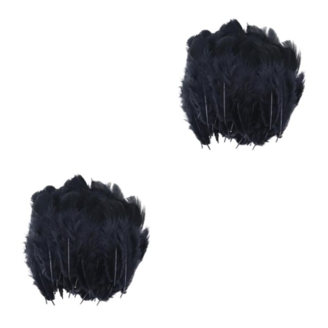 Ounissouiy 100x Chicken Satinettes Loose Feathers DIY Craft Wedding for Negro 5-10cm 2Conjunto