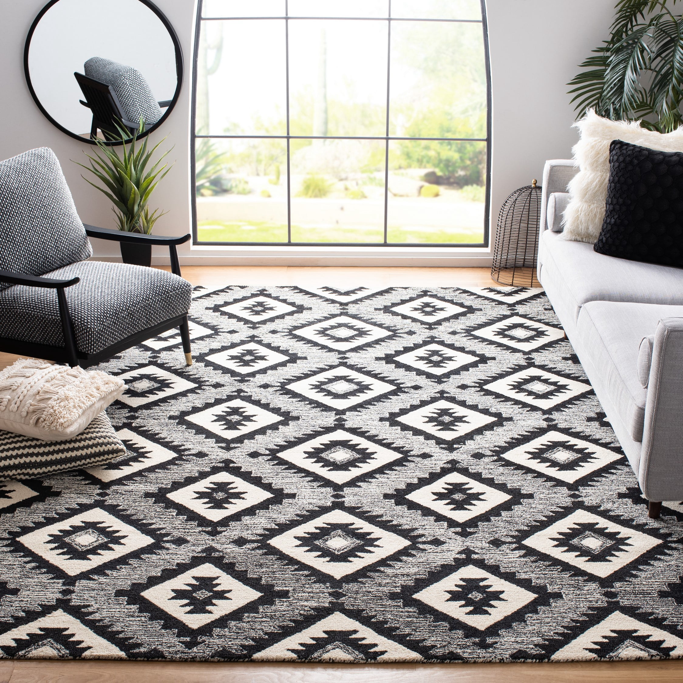 SAFAVIEH Aspen Michaelangelo Southwestern Wool Area Rug, Charcoal/Black, 11' x 15'