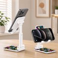 thumbnail image 4 of WIRESTER White Foldable Phone Stand for Desk, Adjustable Portable Cell Phone Holder for iPhone 17, 16, 15, 14 and Android Smartphones - Colorful Sugar Skulls, 4 of 6