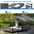 thumbnail image 3 of Dextrus 32.9in Outdoor Rattan Doghouse with Canopy, Elevated Water-Resistant Dog Bed with Beige Cushion for Small, Medium, and Large Dogs,Brown, 3 of 5
