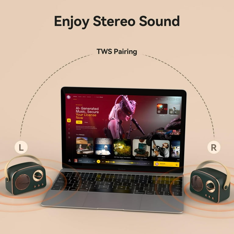 Oraolo Enceinte Bluetooth Portable Mini Haut Parleur Sans Fil 15W Bluetooth 5,3 Enceintes Puissant Avec Appairage TWS, Batterie 30h/Carte TF/AUX, Haut-Parleur Stéréo Sans Fil Pour Intérieur Et