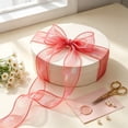 thumbnail image 5 of Holographic Sheer Organza Ribbon Wired Edge 9 Yard for Gift Bow Wrapping Holiday, Red, 354.33 x 1.57 inch, 5 of 6