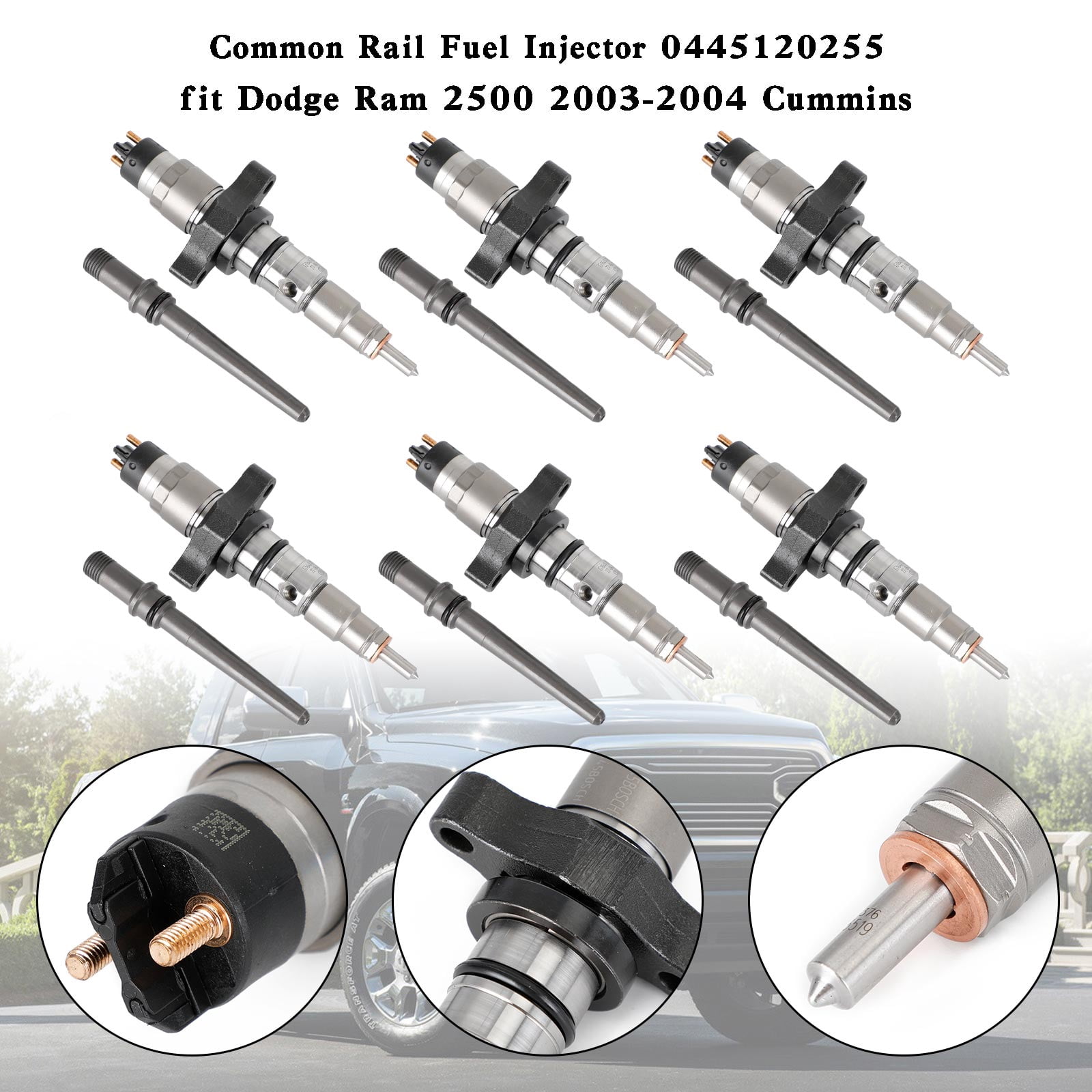 6PCS Common Rail Fuel Injector 0445120255 fit for Dodge Ram 2500 2003-2004 Cummins
