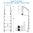 thumbnail image 3 of Safety Pool Ladder 5 Steps, Heavy Duty Stainless Steel Ladder with Non-Slip Treads & Ergonomic Rails, Rust-Resistant Easy Assembly for Pools, Supports 385LBS, 3 of 4