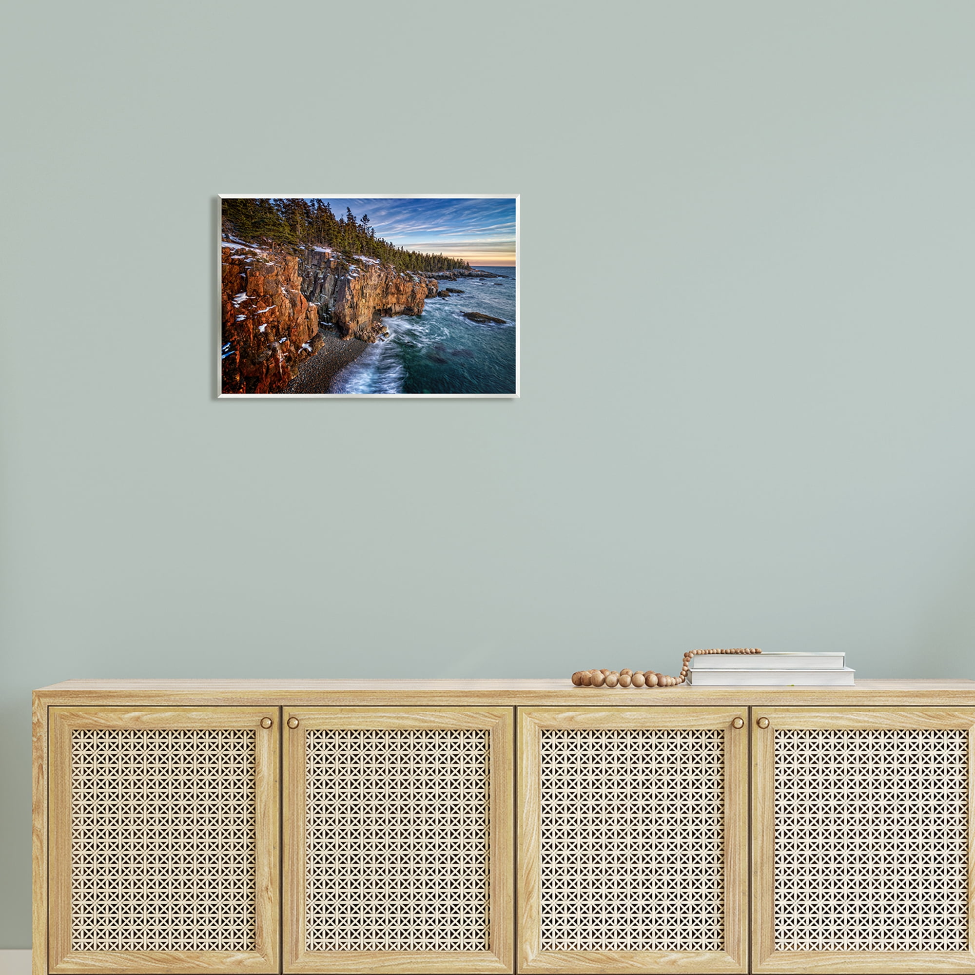 Stupell Snowy Cliffs Ocean Tide Waves Landscape Photography Wall Plaque Unframed Art Print Wall Art