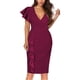 thumbnail image 2 of Vestidos Para Mujer Vestidos de Fiesta de Bienvenida Vestido de Fiesta de Noche Erógeno Sólido Cuello en V Volante Manga Corta Fruncido Odeerbi  ODB168262, 2 of 8