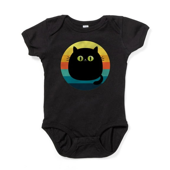 CafePress - Black Cat Retro Sunset Body Suit - Cute Infant Bodysuit Baby Romper - Size Newborn - 24 Months