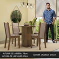 thumbnail image 3 of Juego de Comedor Tifani Madesa Mesa con Tablero de Vidrio 4 Sillas Marrón/Crema/Beige, 3 of 9